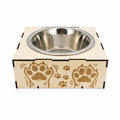 Support gamelle modulable Pop Art Pattes en bois de tilleul pour chats et petits chiens, empreintes de pattes colorées