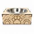 Support gamelle modulable Griffure en bois de tilleul pour chats et petits chiens, gravure laser motif griffures
