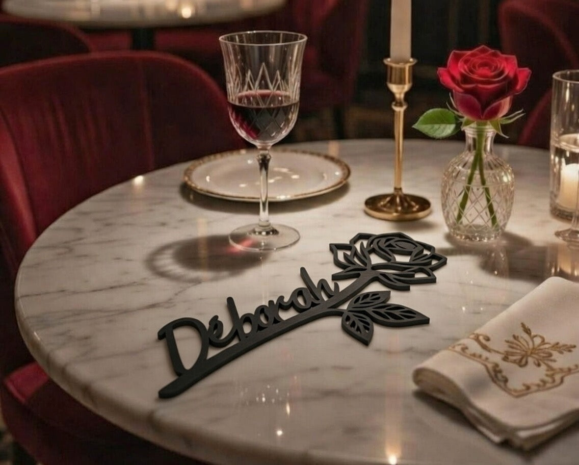 Rose en Bois Personnalisée avec Prénom - Cadeau Romantique Gravé