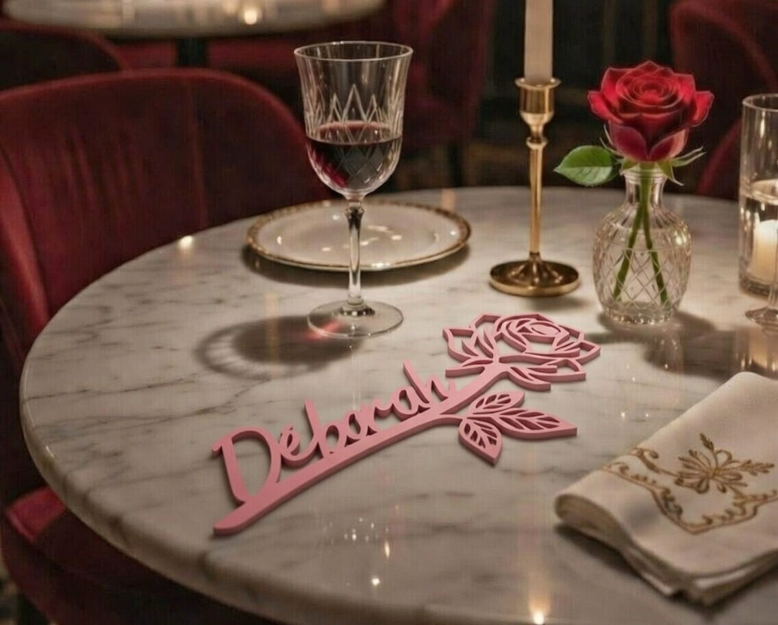 Rose en Bois Personnalisée avec Prénom - Cadeau Romantique Gravé