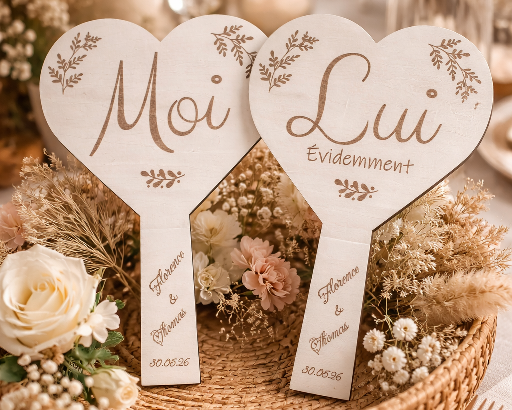 Pancartes de mariage personnalisées – Jeu “Elle & Lui”