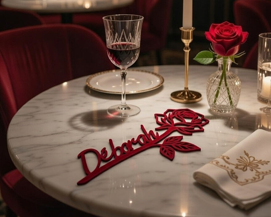 Rose en Bois Personnalisée avec Prénom - Cadeau Romantique Gravé