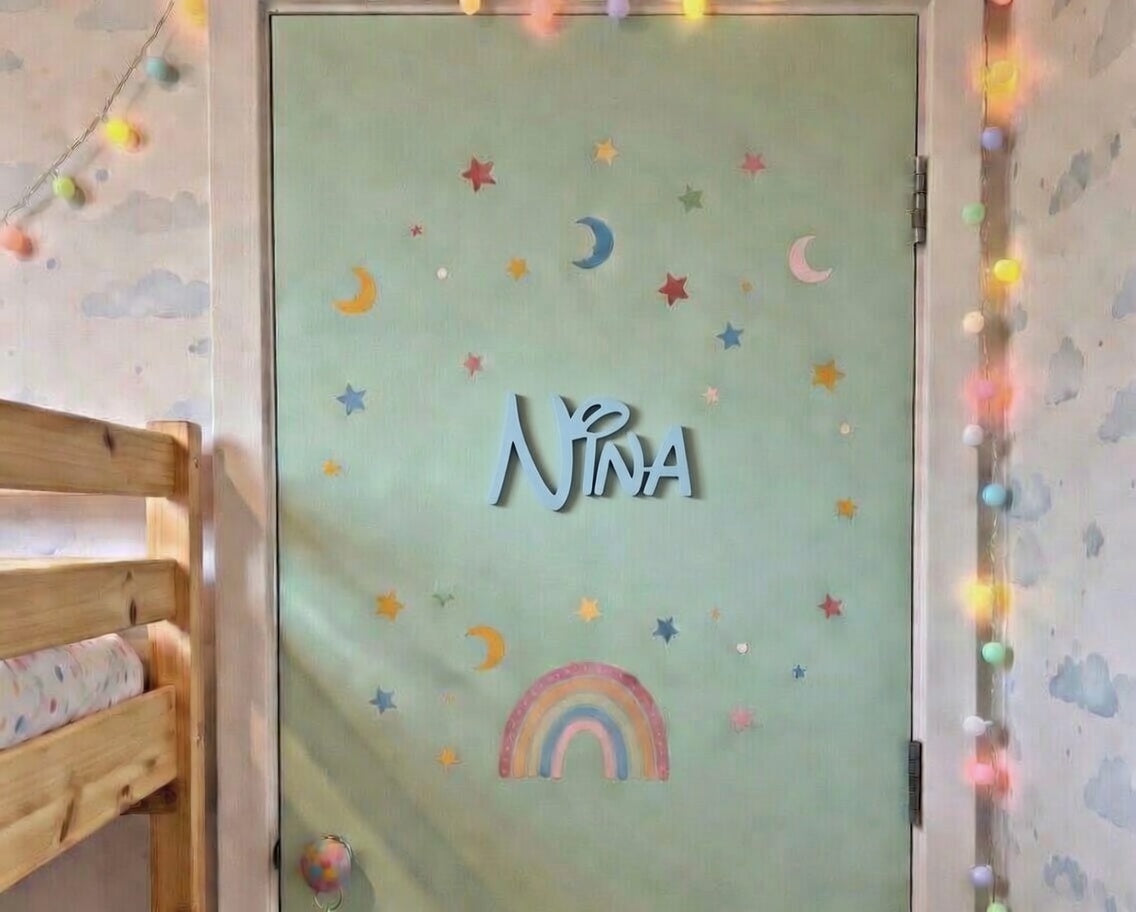 Prénom personnalisé en bois pour porte – Décoration chambre enfant
